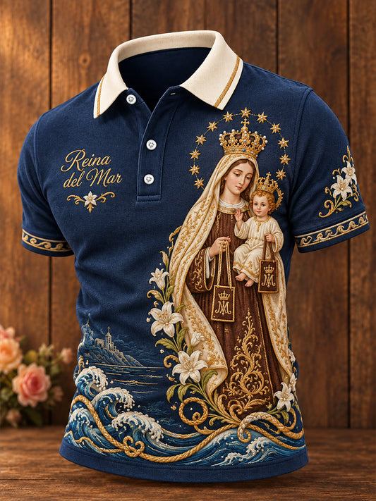 Tops casuales estampados Virgen del Carmen de México para hombre