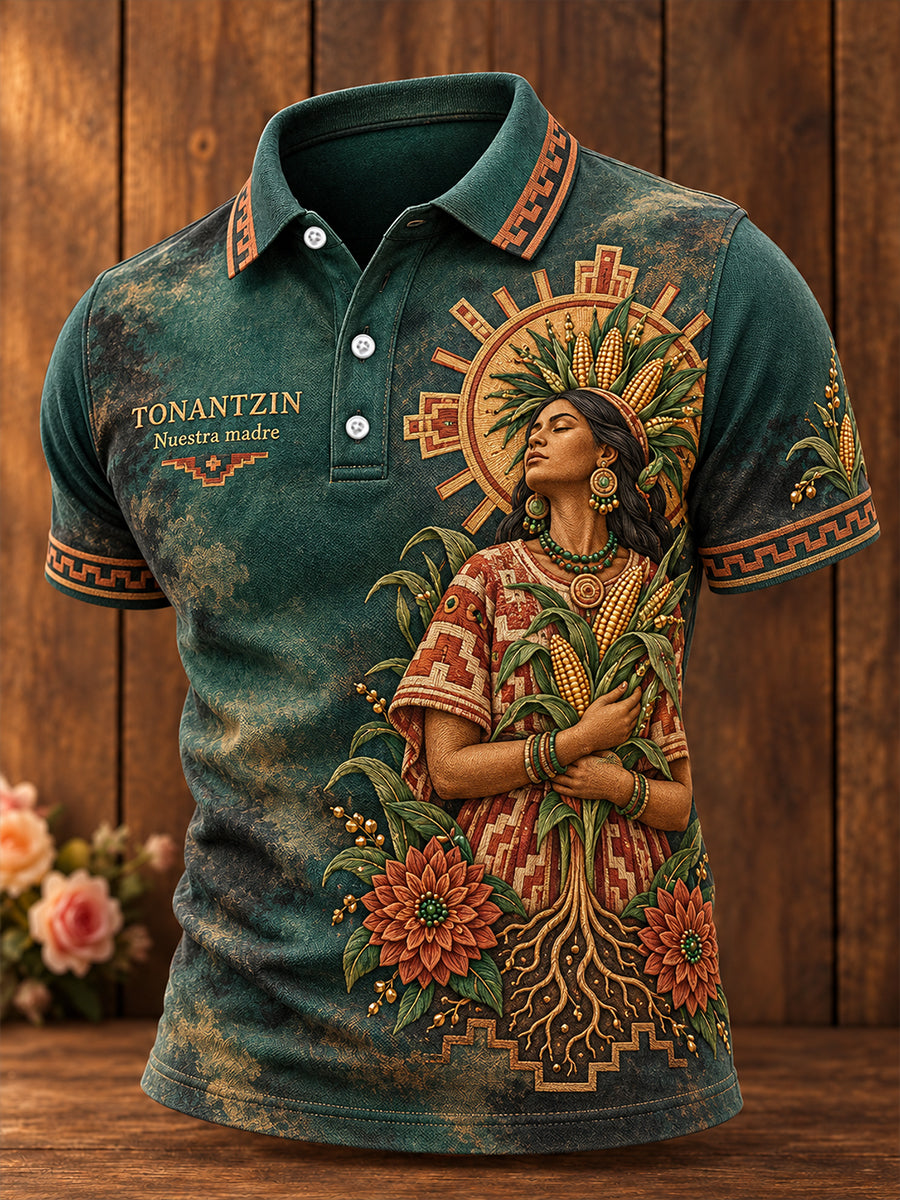 Tops casuales estampados Tonantzin de México para hombre