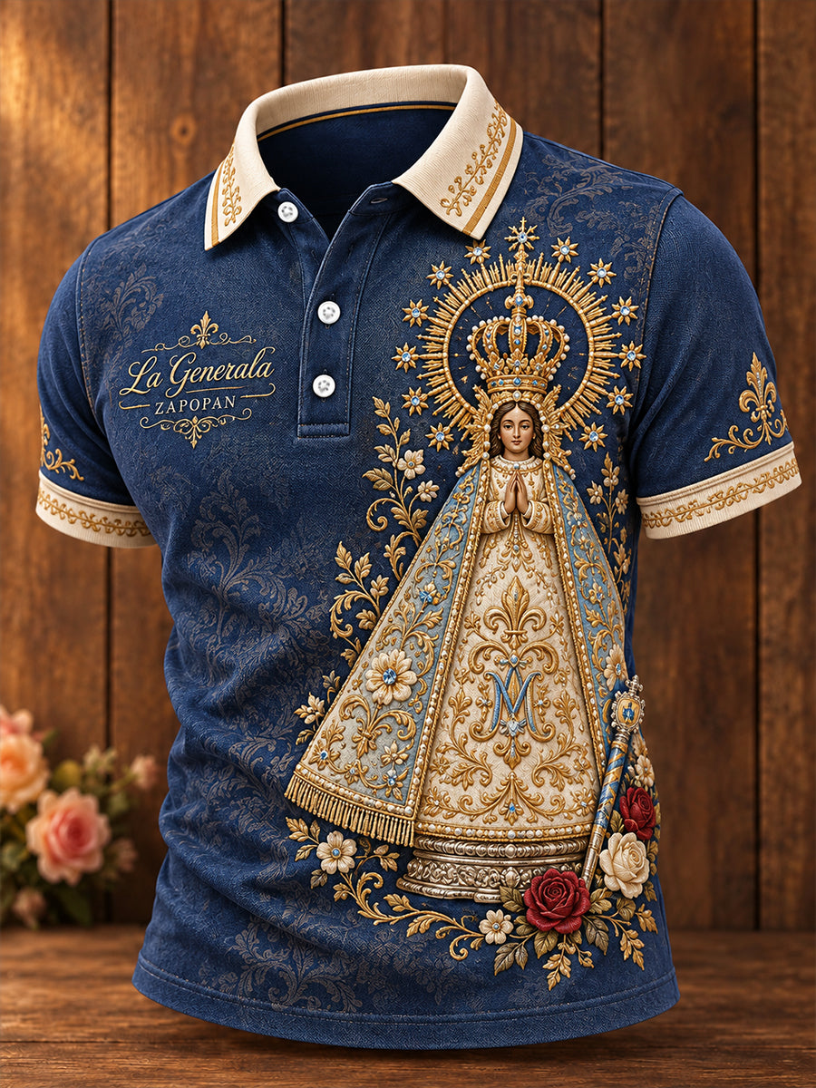 Camisetas casuales estampadas para hombre con diseño de la Virgen de Zapopan, México