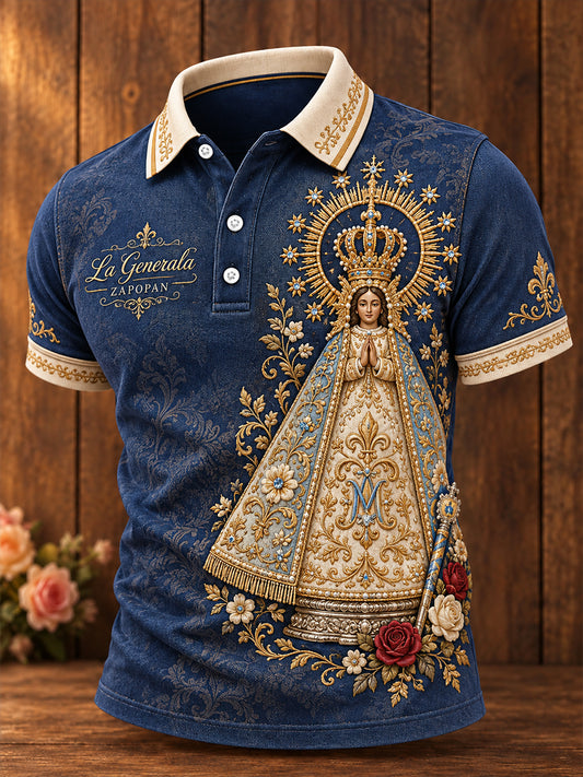 Camisetas casuales estampadas para hombre con diseño de la Virgen de Zapopan, México