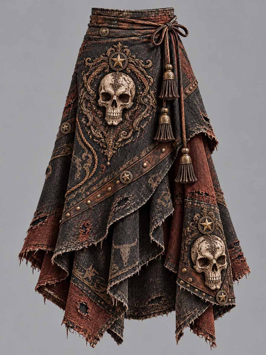 Falda estampada con diseño de calavera vintage para mujer