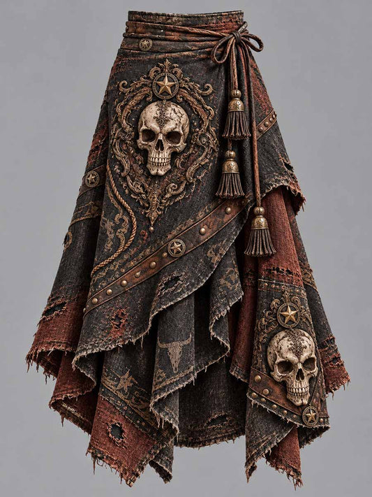 Falda estampada con diseño de calavera vintage para mujer