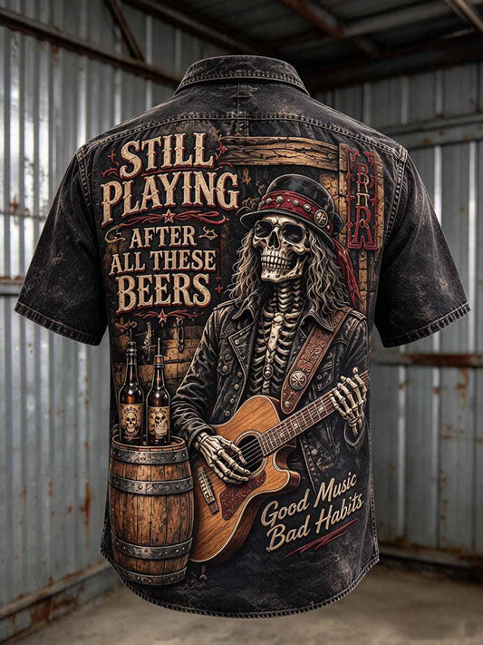 Camisa estampada 'STILL PLAYING' para hombre