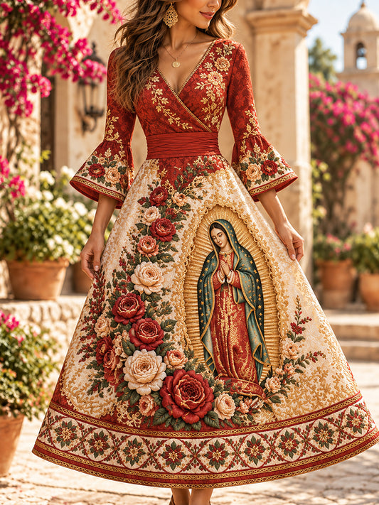 Mujer Fiesta de Nuestra Señora de Guadalupe México Imprimir Casual Mini Vestido