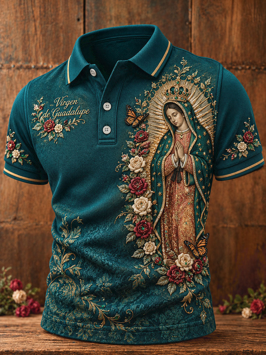 Camisetas casuales estampadas con el arte de la Virgen de Guadalupe para hombre