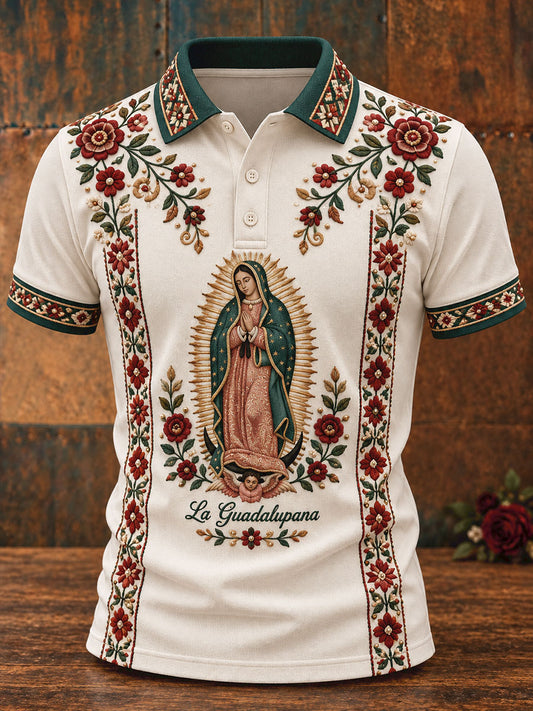 Camisetas casuales estampadas con el arte de la Virgen de Guadalupe para hombre