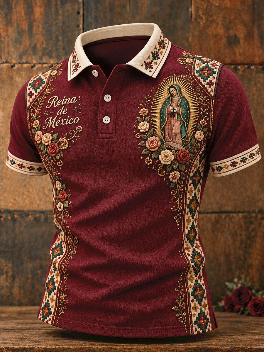 Camisetas casuales estampadas con el arte de la Virgen de Guadalupe de México para hombre