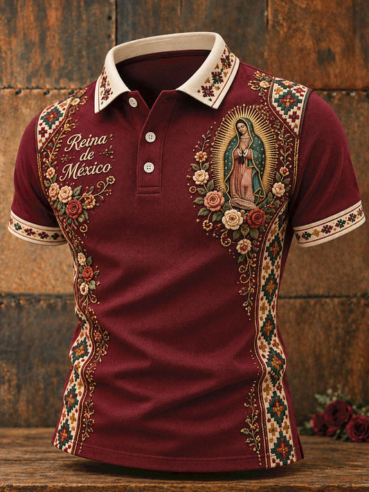 Camisetas casuales estampadas con el arte de la Virgen de Guadalupe de México para hombre