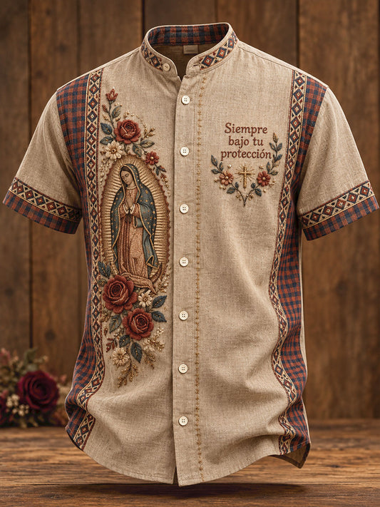 México Nuestra Señora Guadalupe Arte Impreso Camisa de los hombres