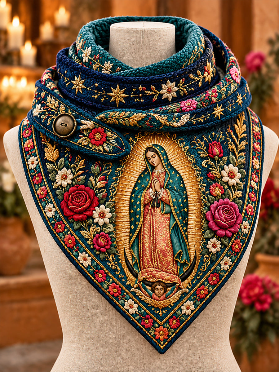 Pañuelo triangular de México con la festividad de Nuestra Señora de Guadalupe