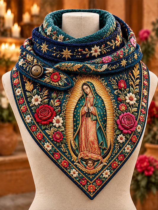 Pañuelo triangular de México con la festividad de Nuestra Señora de Guadalupe