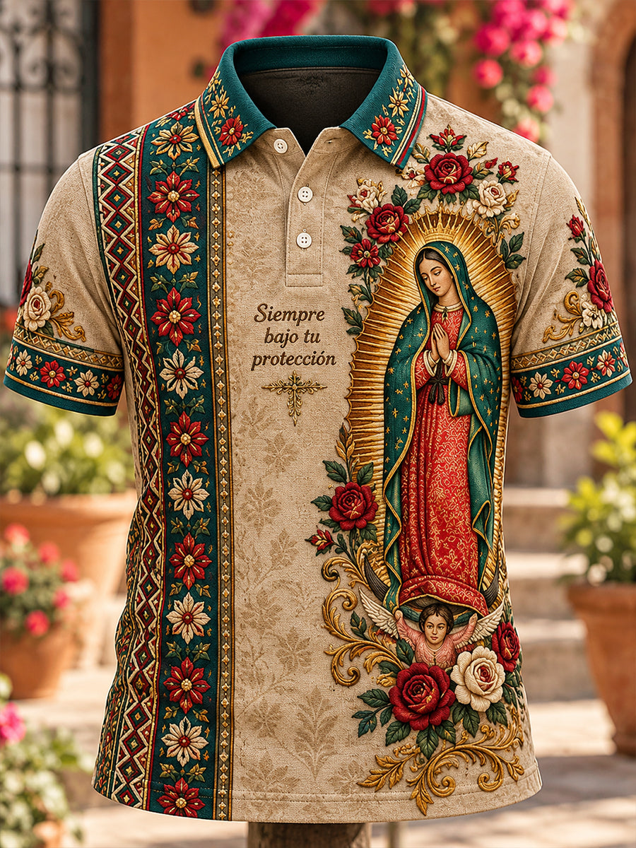 Camiseta de manga corta para hombre con diseño de la Fiesta de Nuestra Señora de Guadalupe, México