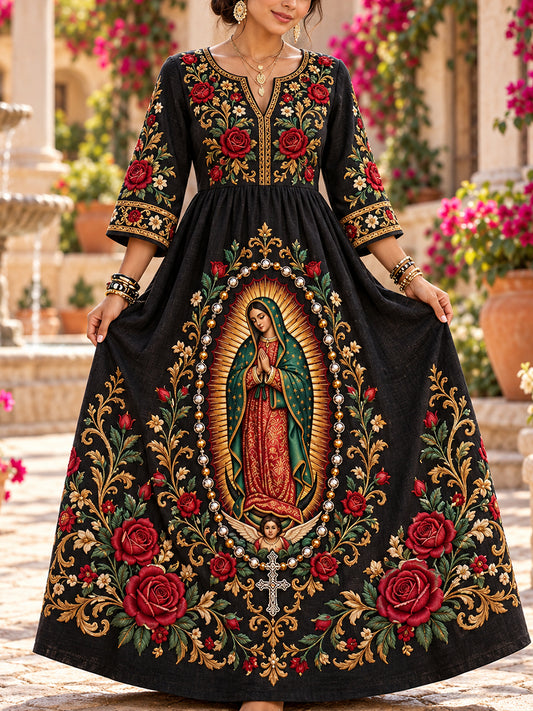 Vestido mexicano de la Fiesta de Nuestra Señora de Guadalupe para mujer