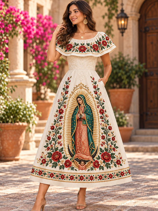 Vestido mexicano de la Fiesta de Nuestra Señora de Guadalupe para mujer