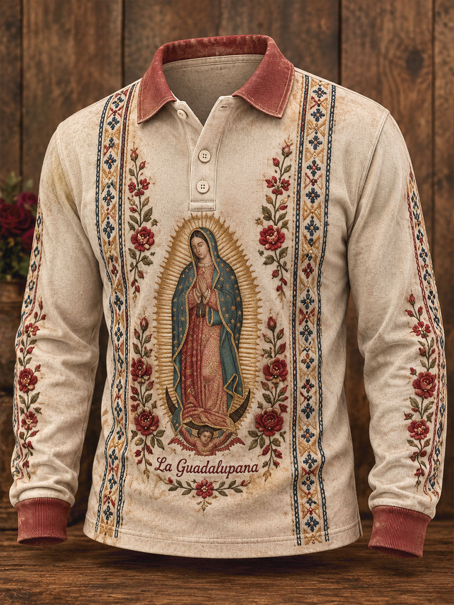 Camisetas casuales estampadas con el arte de la Virgen de Guadalupe de México para hombre