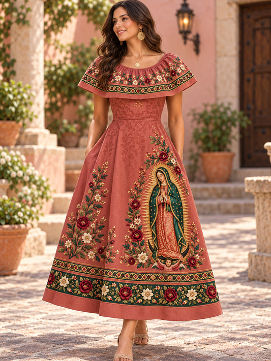 Vestido mexicano de la Fiesta de Nuestra Señora de Guadalupe para mujer