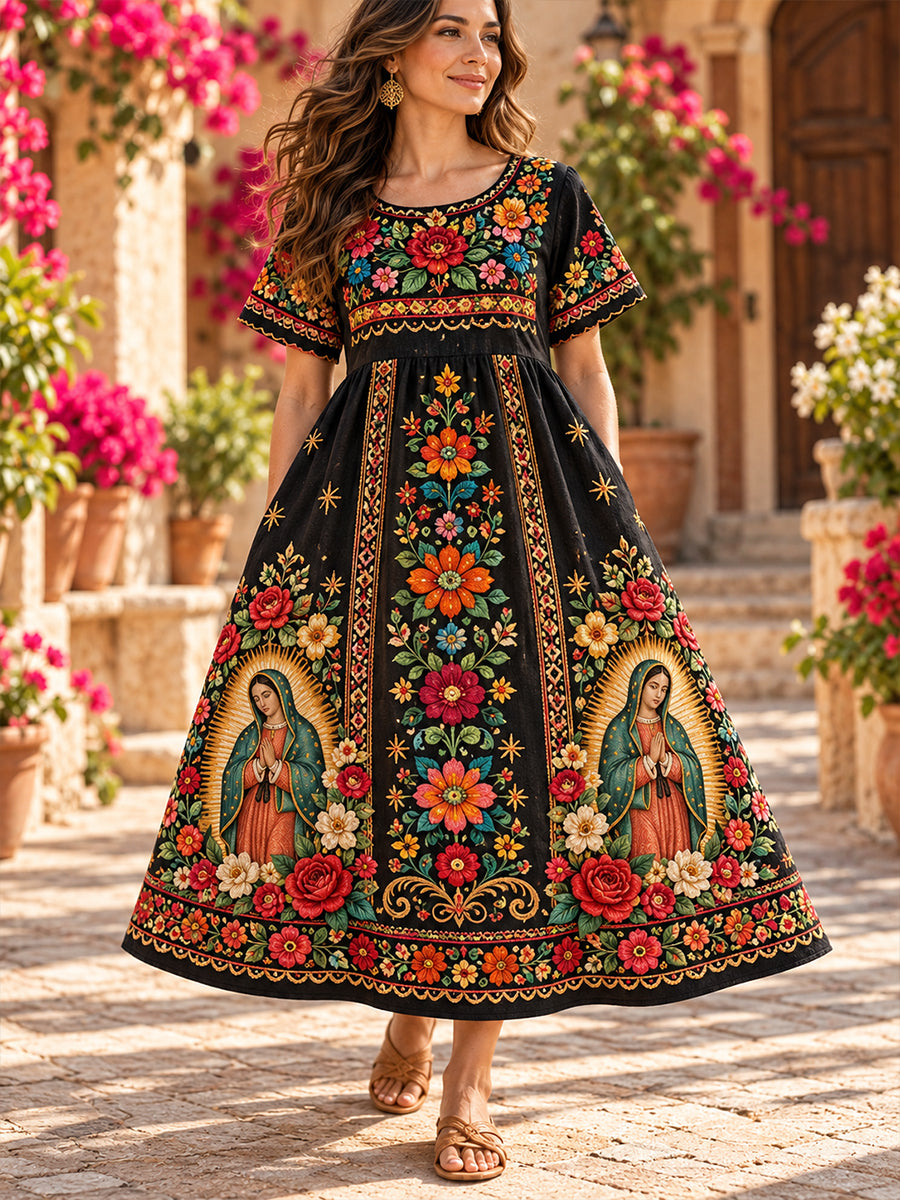 Vestidos de manga corta para la Fiesta de Nuestra Señora de Guadalupe en México, diseño para mujer