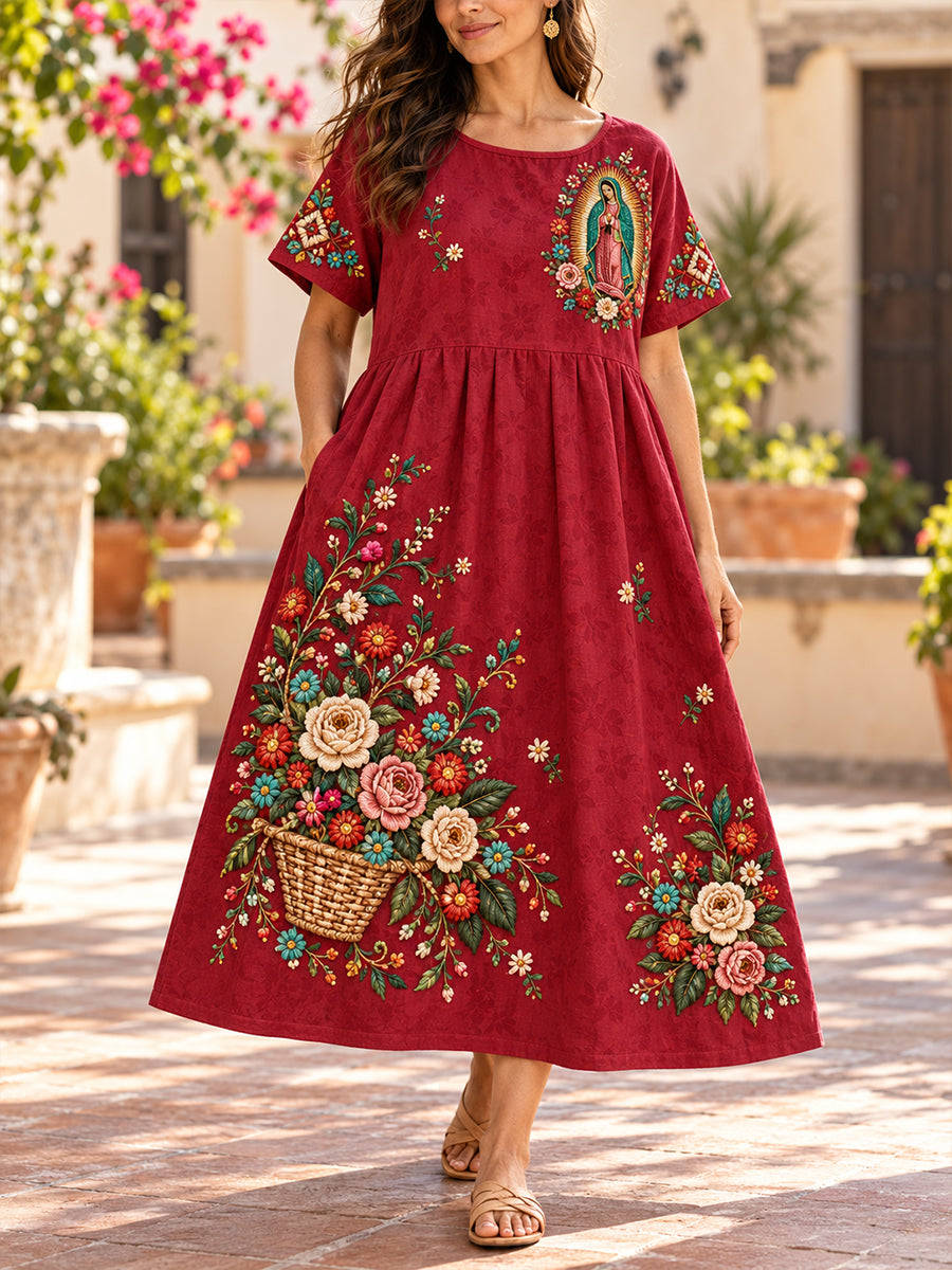 Vestidos de manga corta para la Fiesta de Nuestra Señora de Guadalupe en México, diseño para mujer