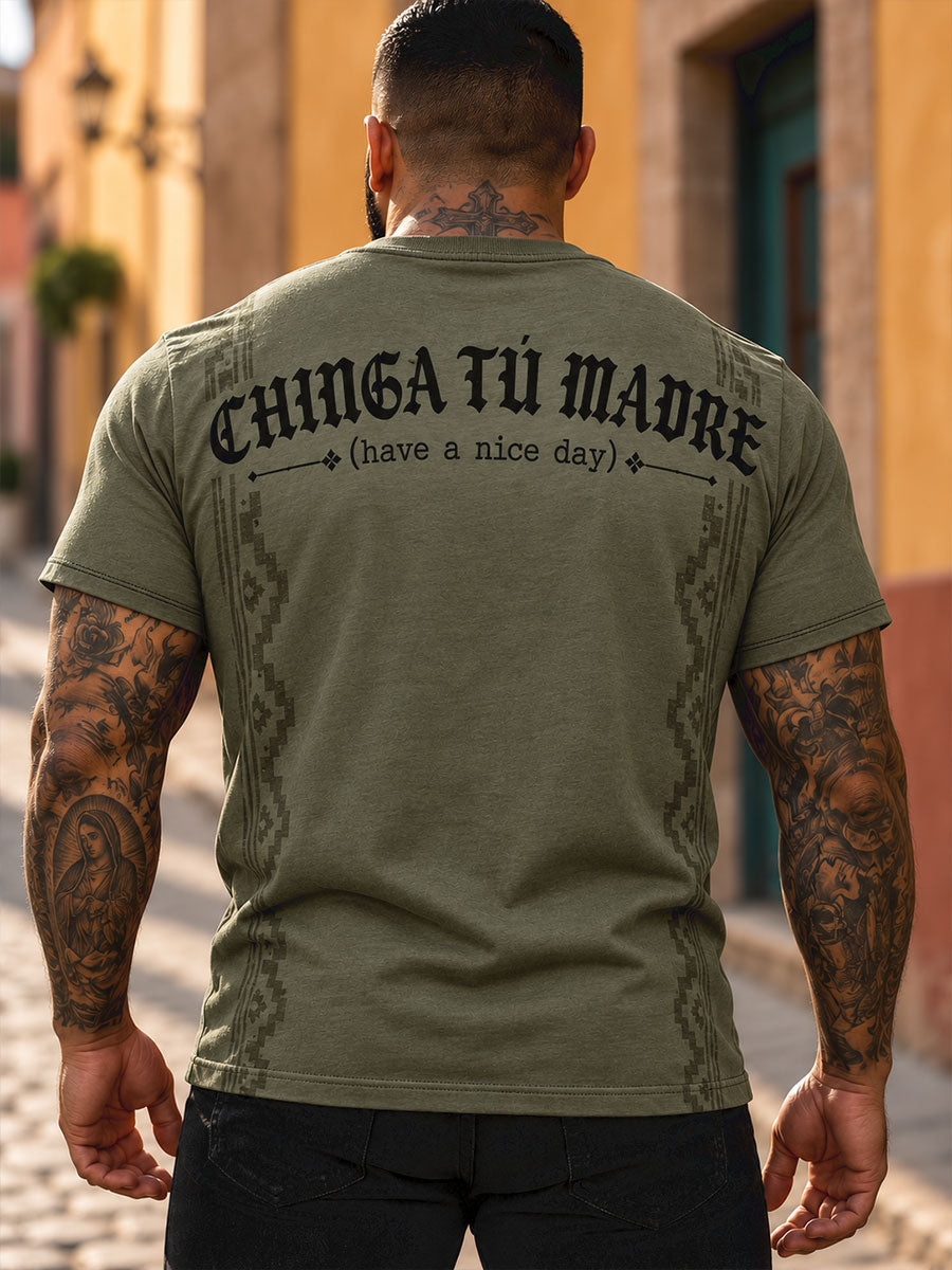 Camiseta estampada con frase mexicana para hombre