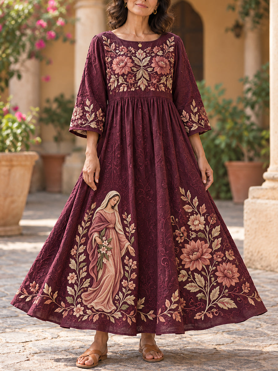 Fiesta de las mujeres de Nuestra Señora de Guadalupe México Vestido de manga larga Midi