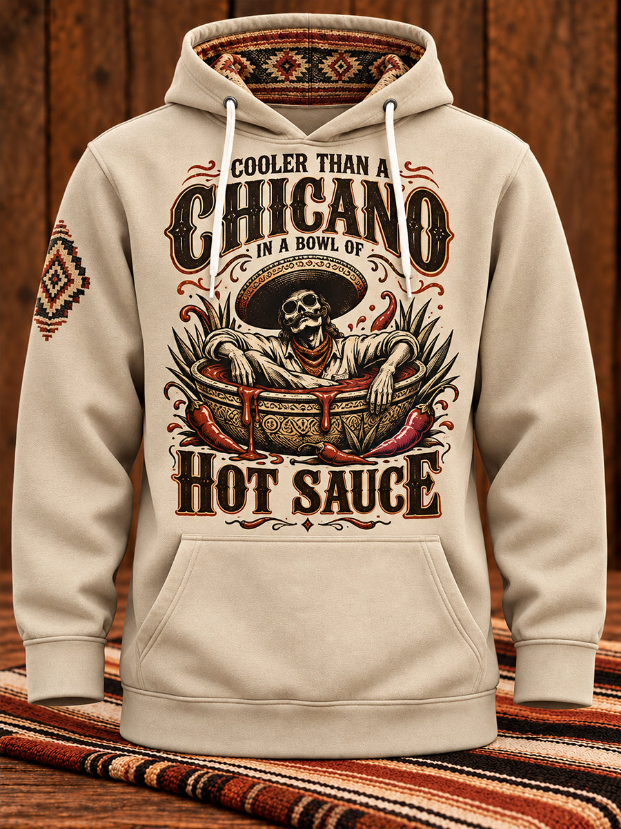 Sudadera con capucha estampada de arte chicano mexicano para hombre